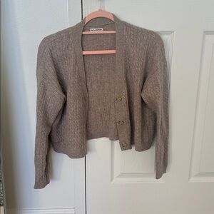 Reformation Giusta Cropped Cashmere Cardigan Oatmeal - Size XS